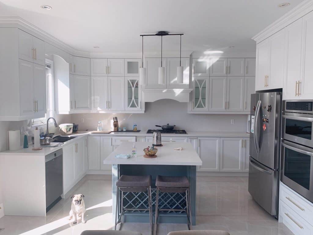 complete solid white kitchen